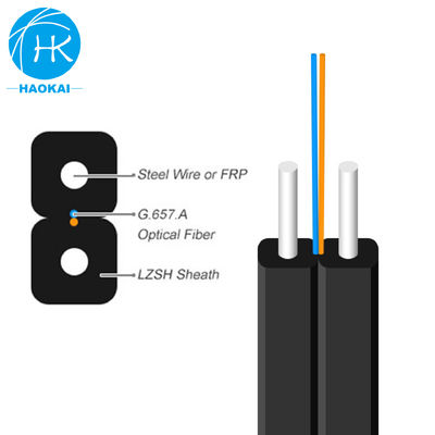 स्टील वायर LSZH FTTH ड्रॉप केबल इनडोर ड्रॉप फाइबर ऑप्टिक केबल GJXH G657a1