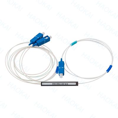 1x2 SC APC फाइबर ऑप्टिक पीएलसी स्प्लिटर FTTH कनेक्टर के बिना मिनी स्टील ट्यूब