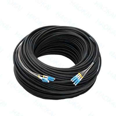 आउटडोर FTTH पैच कॉर्ड 2कोर स्टील वायर ड्रॉप फाइबर ऑप्टिकल केबल 2SC-2SC कनेक्टर
