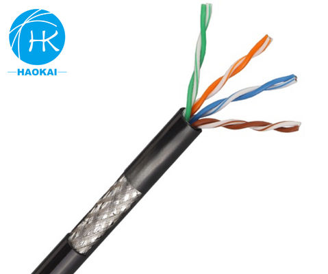 UTP CAT5E आउटडोर LAN केबल मैसेंजर के साथ ठोस एचडीपीई इन्सुलेशन